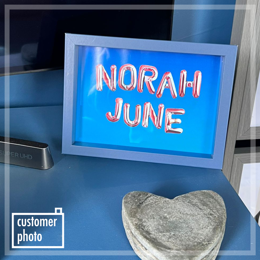 Custom Name For Nursery By Artist Rebecca Taylor. This Personalised Art Print Reads: Norah June.