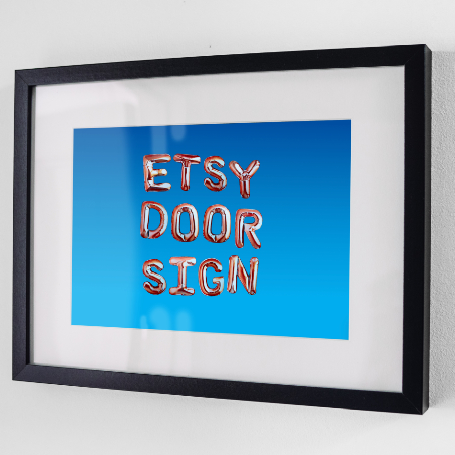A Personalised Art Print By Artist Rebecca Taylor. This Custom Sign reads: Etsy Door Sign.