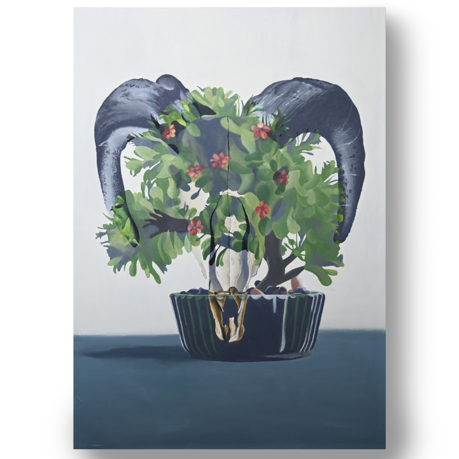 Animal Skull With Flowers by artist Rebecca Taylor.